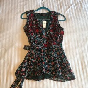 Anthropologie, Ranna Gill floral wrap around top.